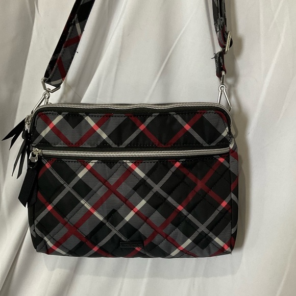Vera Bradley Women’s Black/Red/Gray/White Plaid Crossbody Purse - Picture 5 of 12